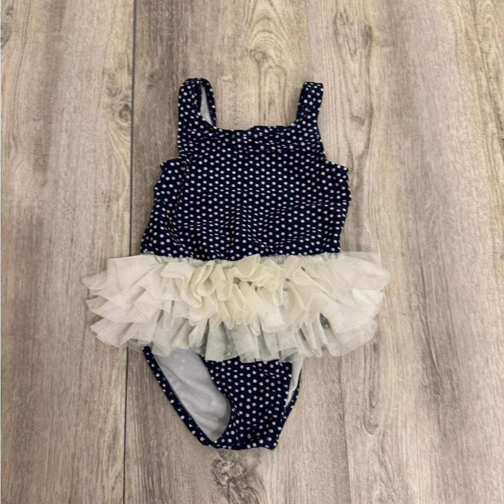 Cat & Jack Navy Polka Dot One Piece Swimsuit